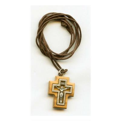Pendentif croix olivier avec Christ