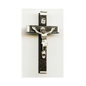 Croix bois noir avec Christ métal