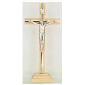 Croix sur socle avec Christ métal