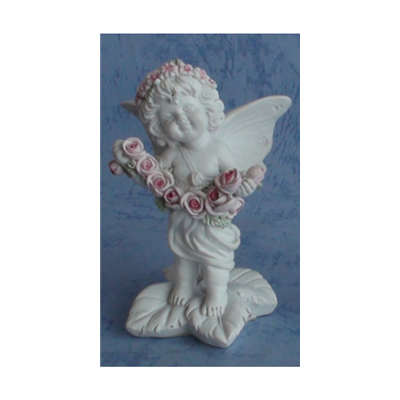 Statue Ange Papillon avec guirlande sur feuille