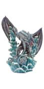 Statue Dragon bleu sur vague