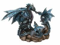 Statue Famille de Dragons sur un rocher