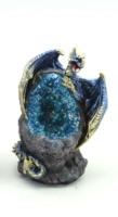 Statue Dragon bleu sur pierre lumineuse