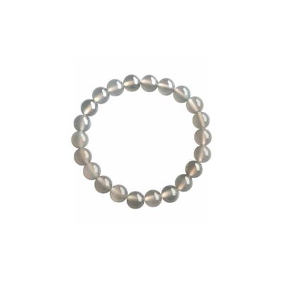 Bracelet perles rondes - Agate grise