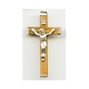 Croix bois avec Christ métal