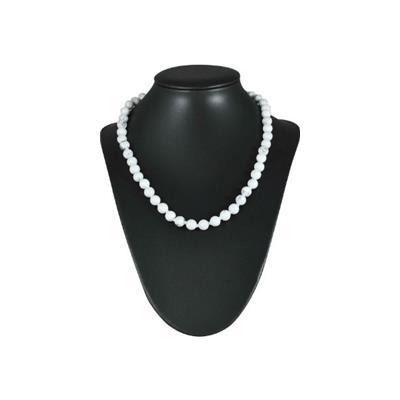 Collier perles rondes - Magnésite ou Howlite blanc