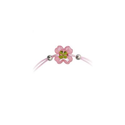 Bracelet fil - Trèfle à 4 feuilles Oval rose