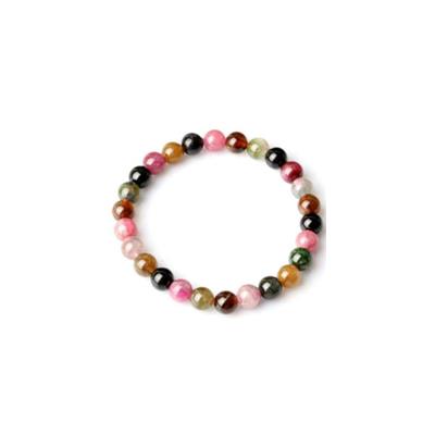 Bracelet perles rondes - Tourmaline multicolore