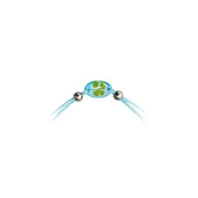 Bracelet fil - Trèfle à 4 feuilles Oval bleu