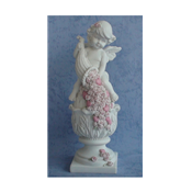 Statue Ange avec fleur roses et corne d'abondance