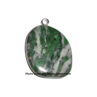 Pendentif pierre plate - Smaragdite ou Actinote