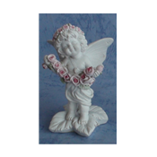 Statue Ange Papillon avec guirlande sur feuille